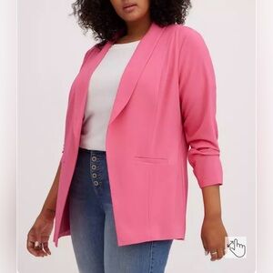 Torrid Pink Crepe Relaxed Shawl Collar Blazer